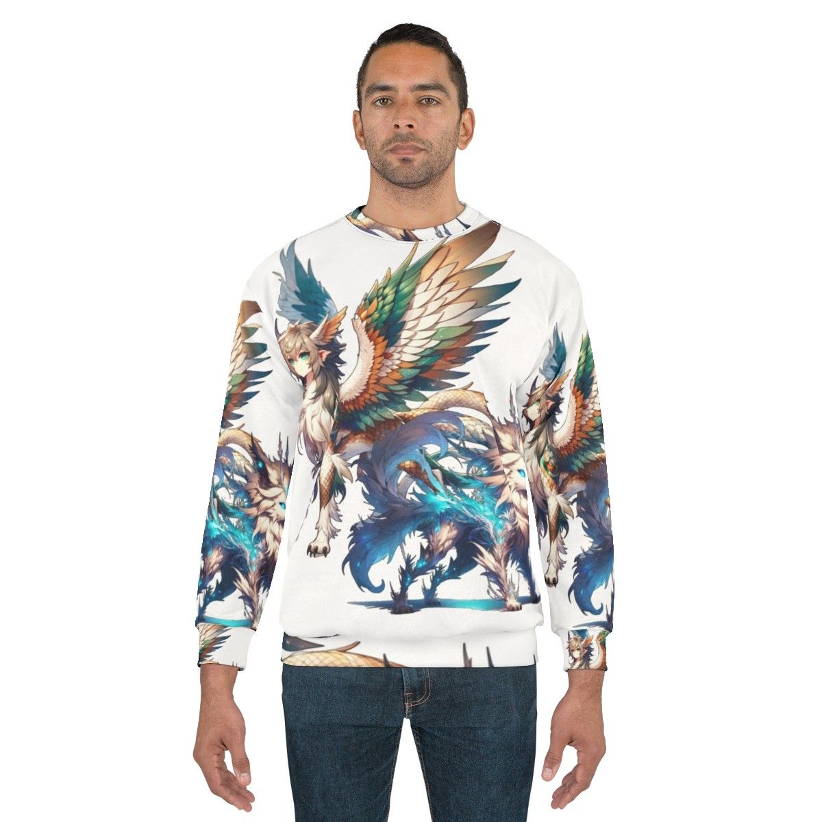 Sweatshirt featuring legendary animals and mythological creatures - men