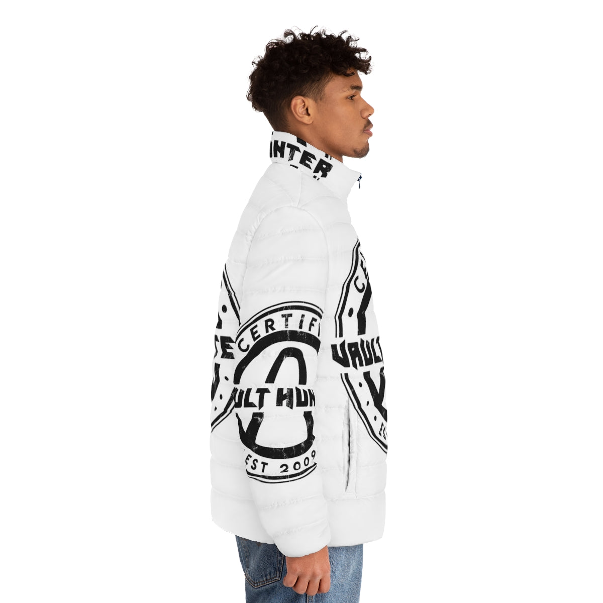 Borderlands Certified Vault Hunter Puffer Jacket with Borderlands-inspired design - men side right