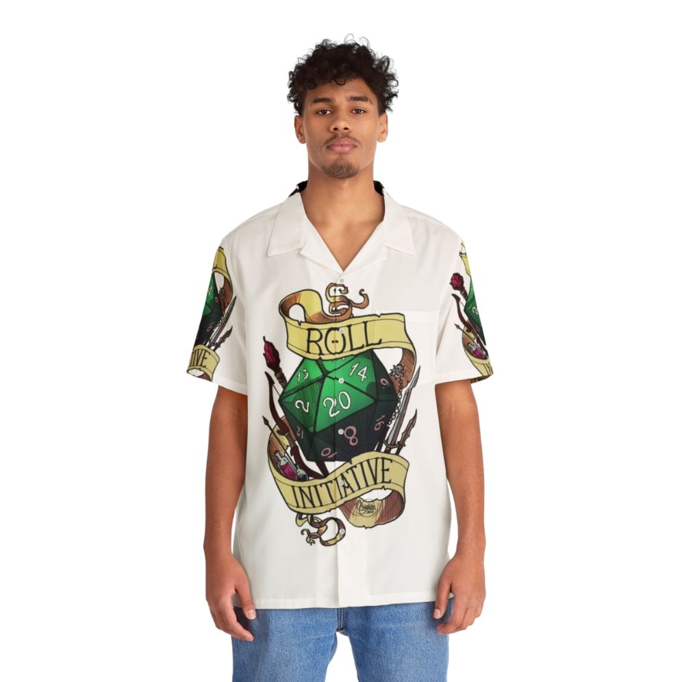 Roll Initiative Dice-Themed Hawaiian Shirt - People Front