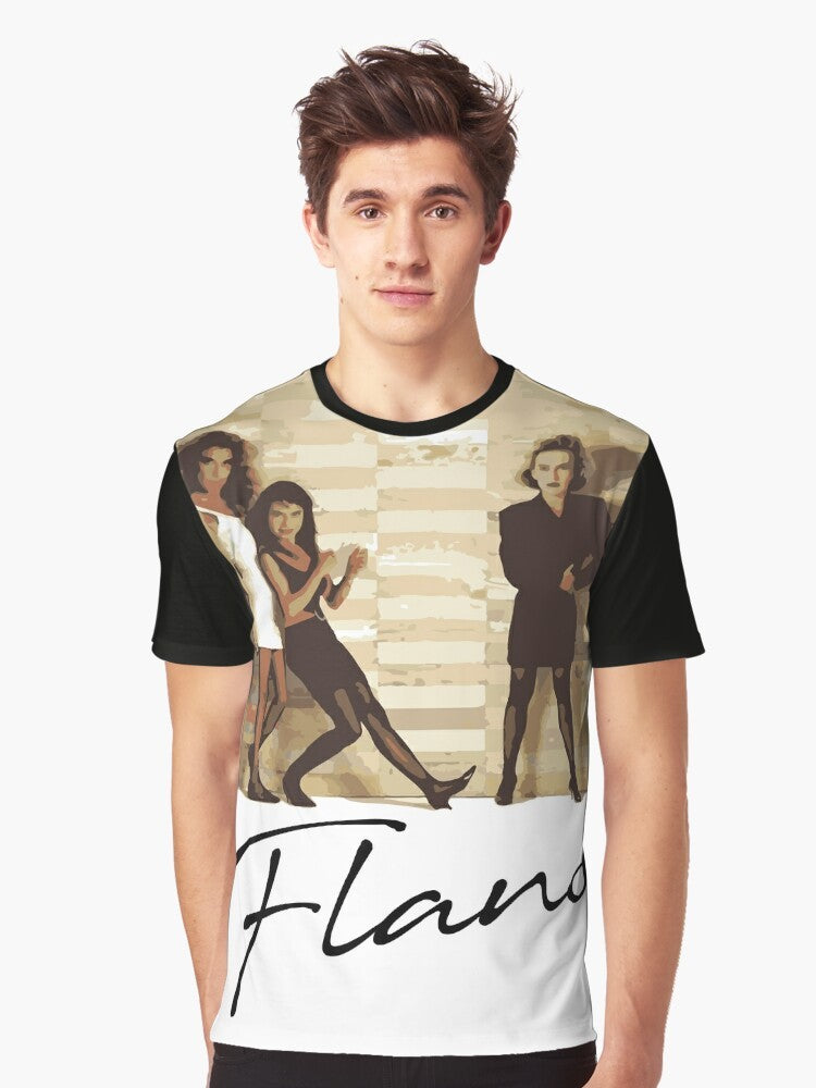 Retro Flans Graphic T-Shirt with 90s Music Band Design - Men