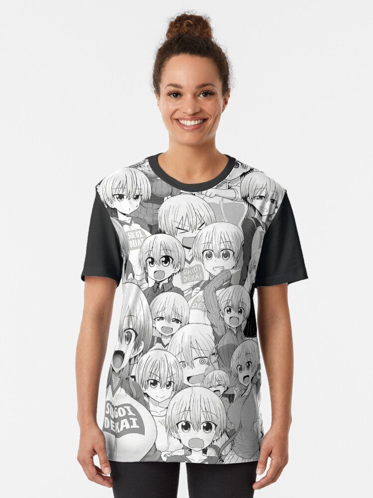 Uzaki-chan anime character collage graphic design t-shirt - Women