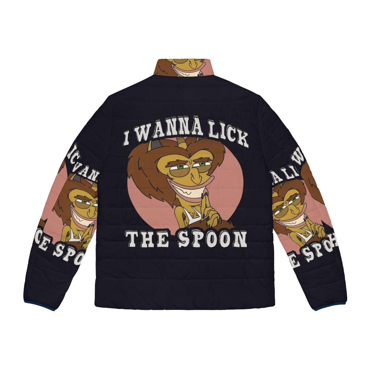 Big Mouth "I Wanna Lick the Spoon" Puffer Jacket featuring the Hormone Monster - Back