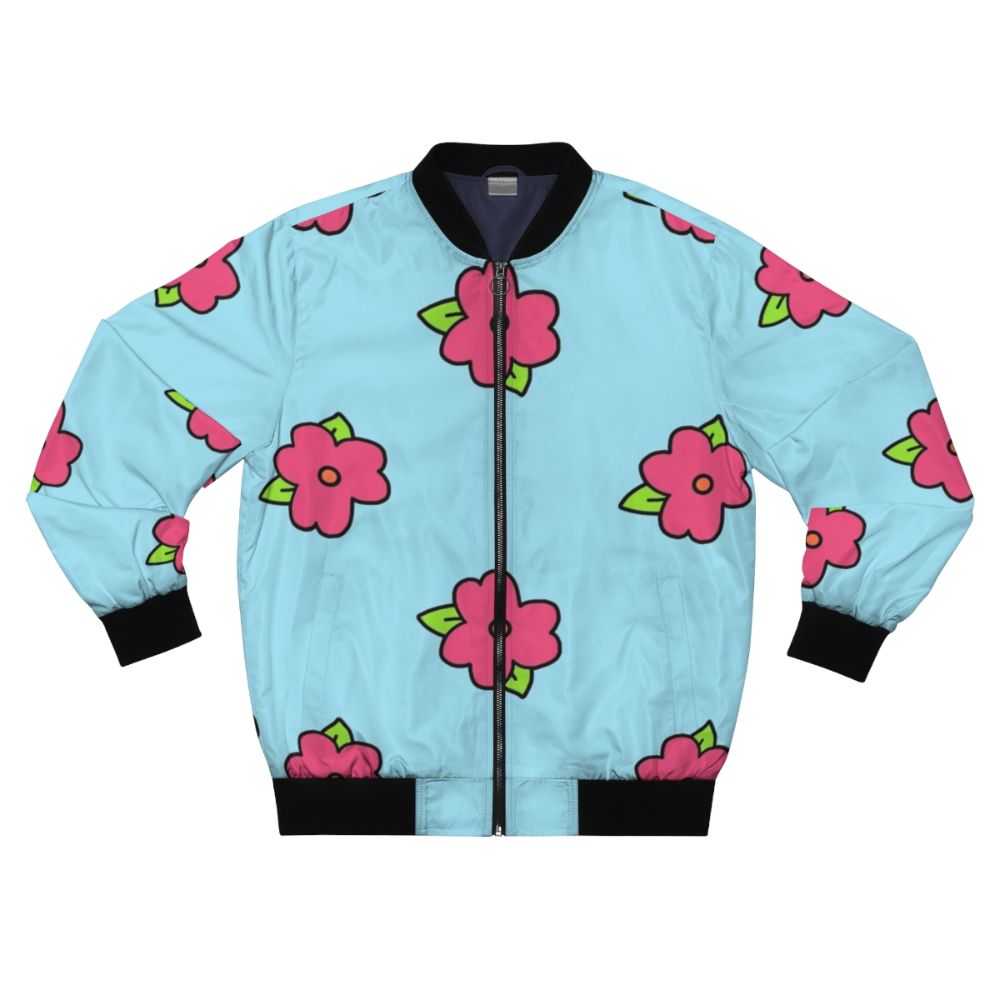 A comfortable and stylish bomber jacket featuring a muumuu-inspired design, perfect for the home office or casual wear.