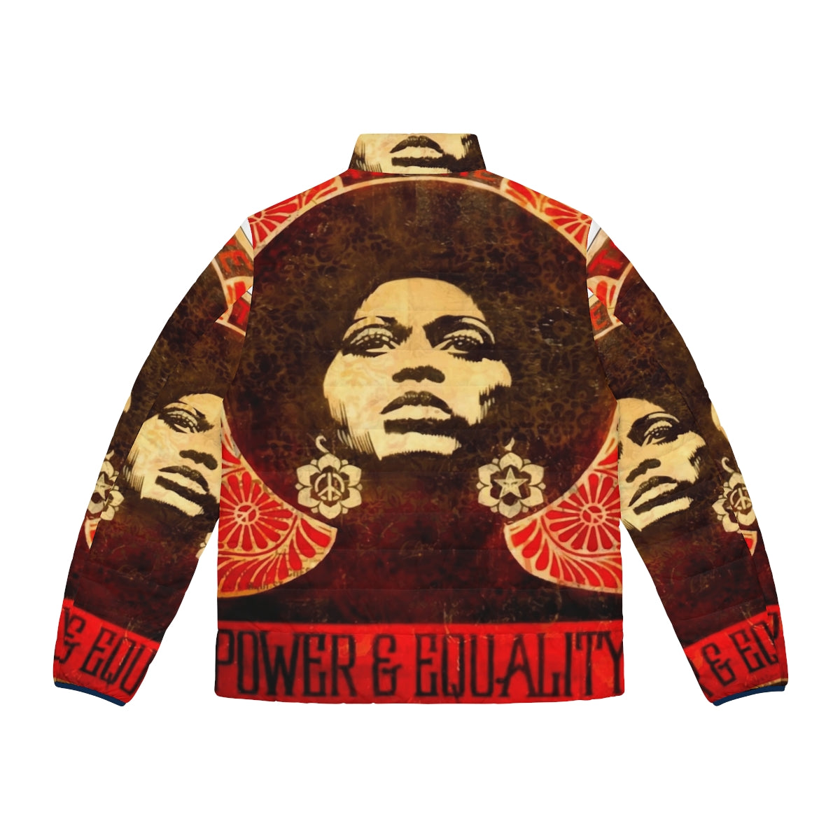 Angela Davis Puffer Jacket with Vintage 1971 Black Panther Design - Back