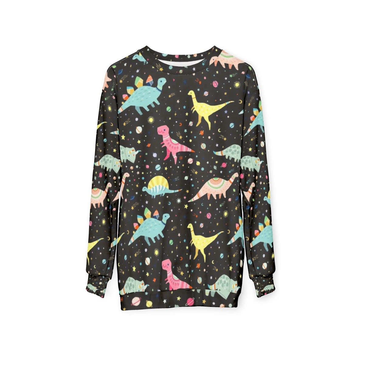 Dinosaur pattern sweatshirt for kids with fantasy design - hanging