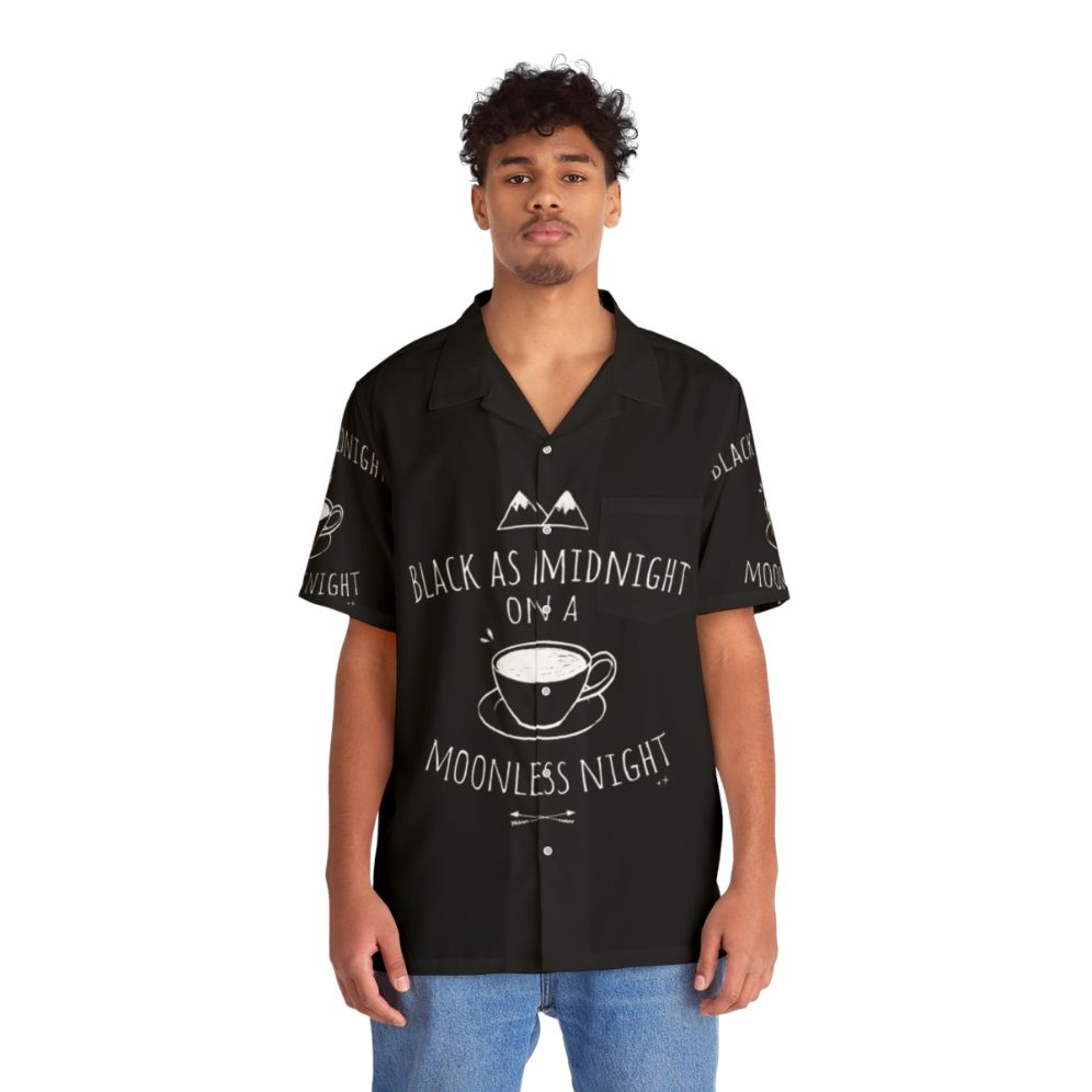 Black Hawaiian Shirt with Twin Peaks Design - People Front