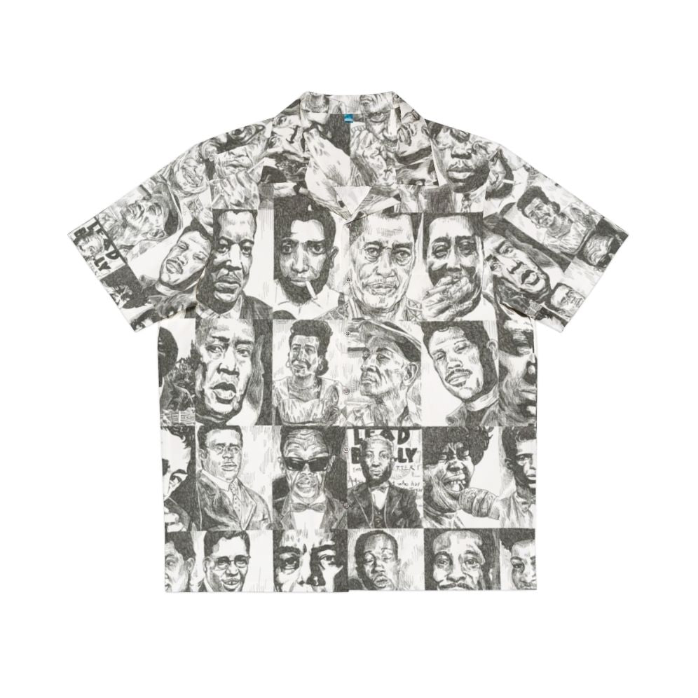 Vintage Hawaiian shirt with blues musicians portraits