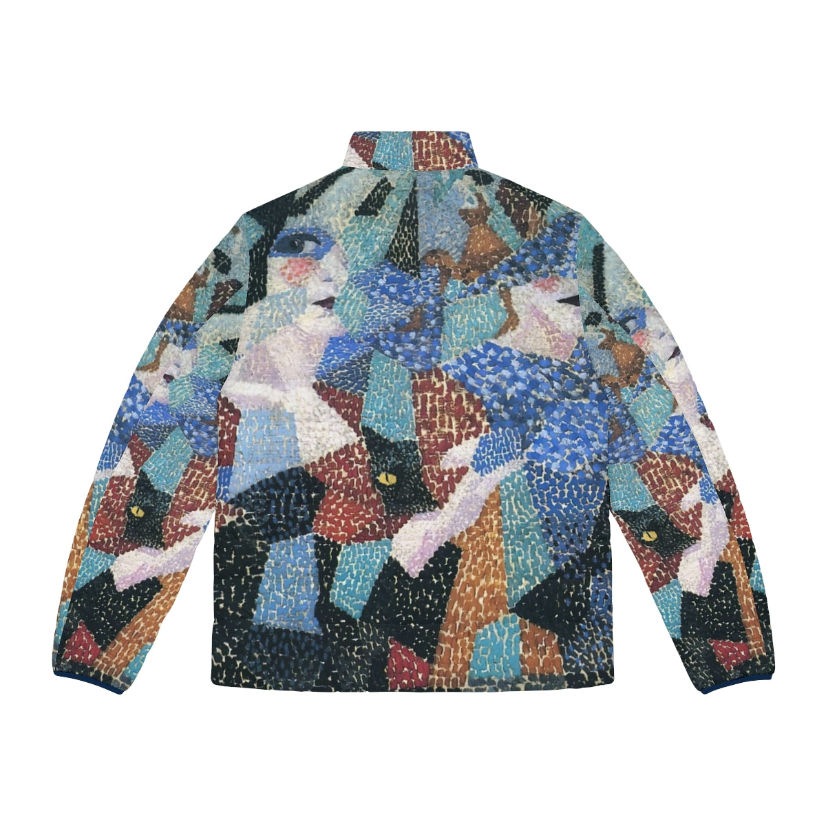 Gino Severini Futurist puffer jacket featuring vibrant abstract geometric shapes and cubist-inspired design - Back