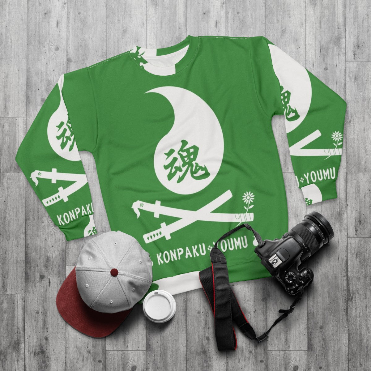 Youmu Konpaku anime gaming sweatshirt - flat lay