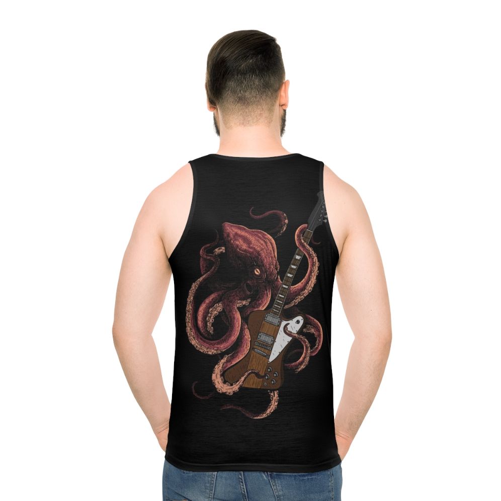 Octopus playing electric guitar, musician tank top - men back