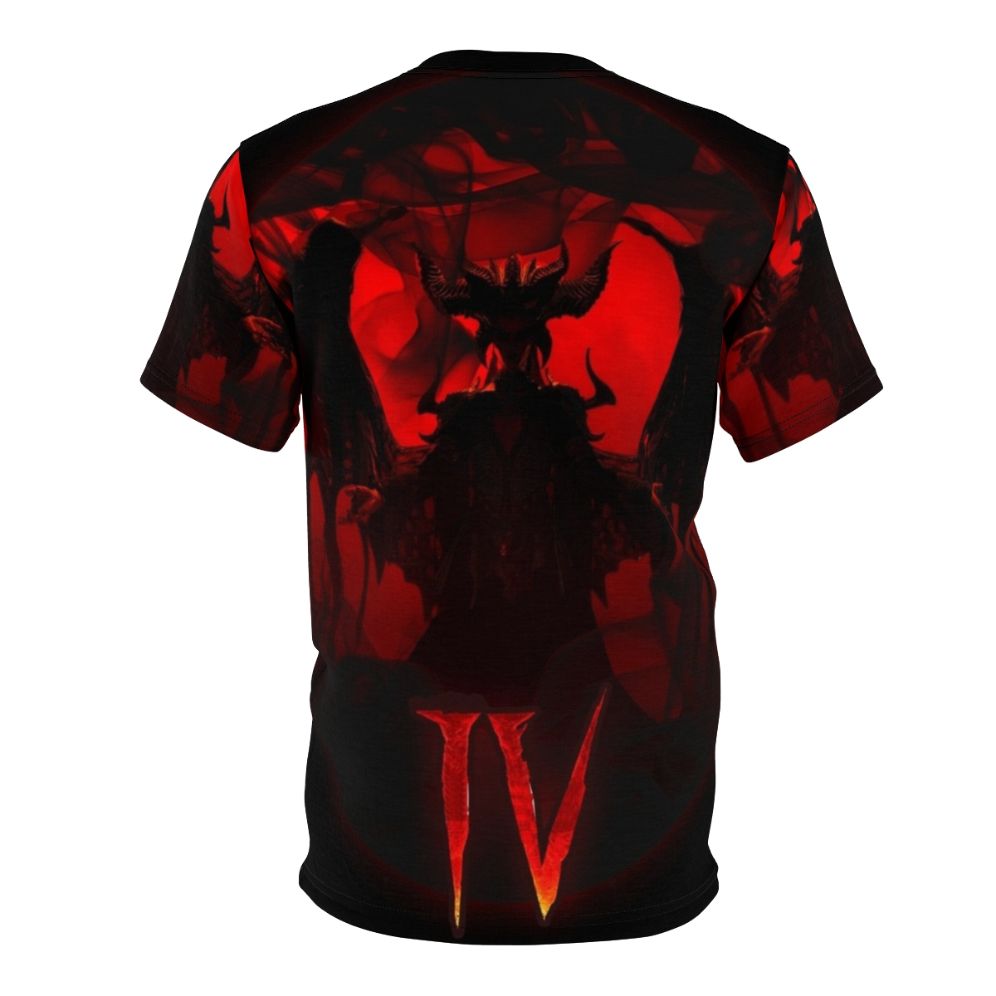 Diablo 4 Lilith-inspired T-shirt design featuring the iconic demon queen - Back