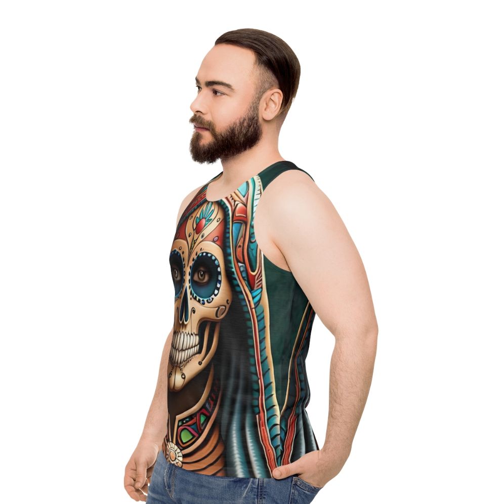 Santa Muerte skull design unisex tank top - men side