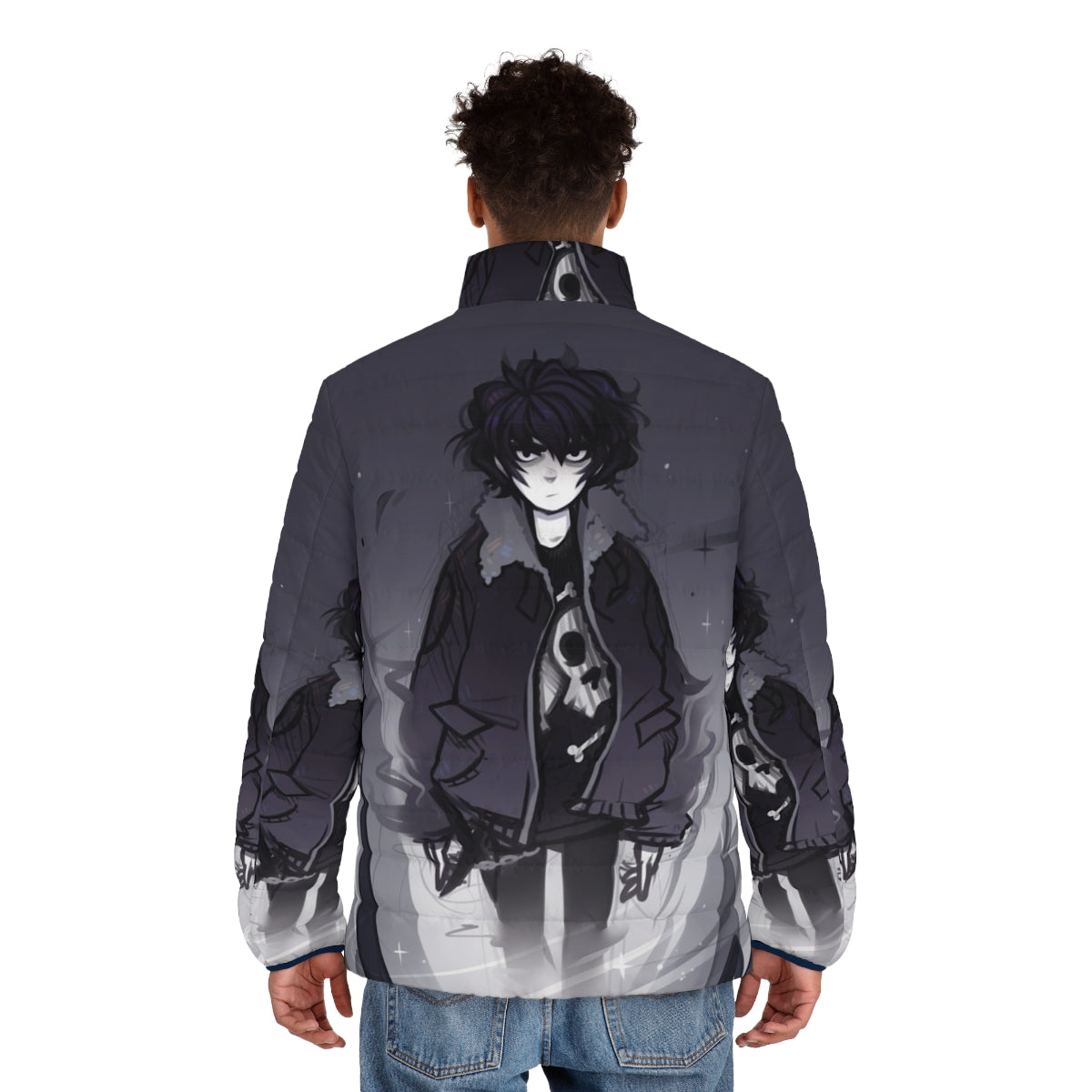 Nico Di Angelo inspired puffer jacket with shadow and darkness design - men back