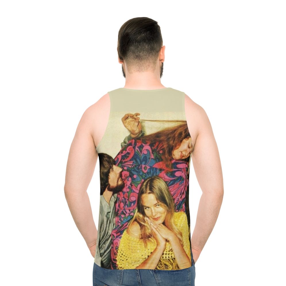 Retro unisex tank top with The Mamas and The Papas inspired design - men back