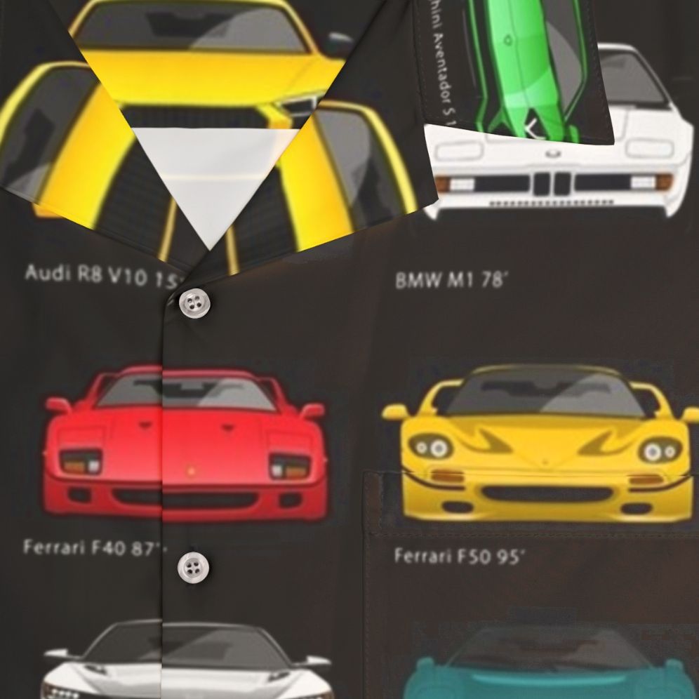 Hawaiian shirt with minimalist sports car design - Detail