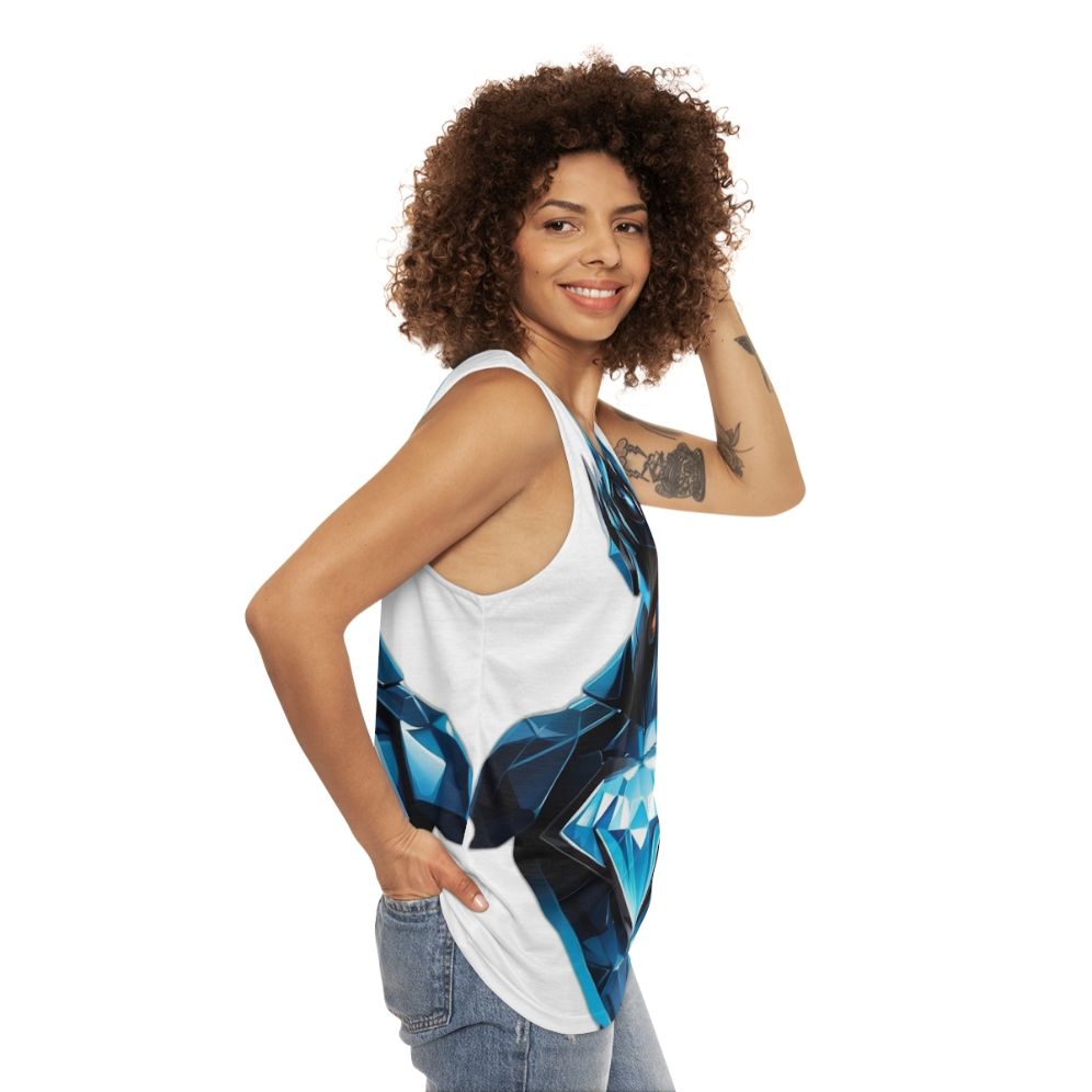 Superhero Unisex Tank Top with Glowing Diamond Logo - women side