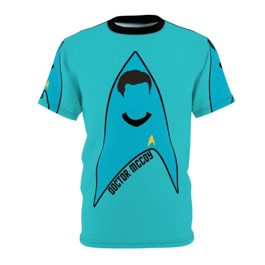 Vintage-style AOP T-shirt featuring Dr. Leonard McCoy from the original Star Trek series