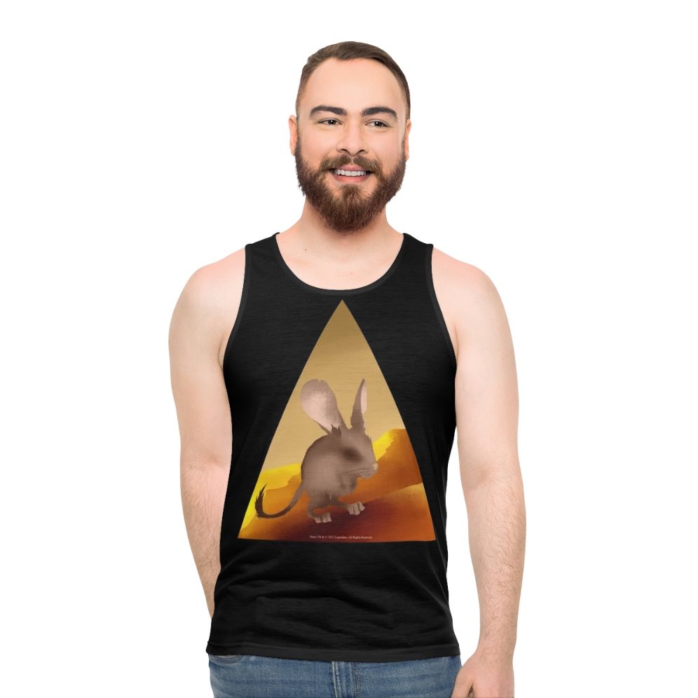 Unisex tank top featuring 'Dune' inspired kangaroo mouse design - men