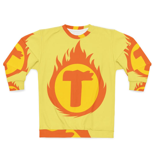 Superhero Letter T Fire Insignia Graphic Sweatshirt