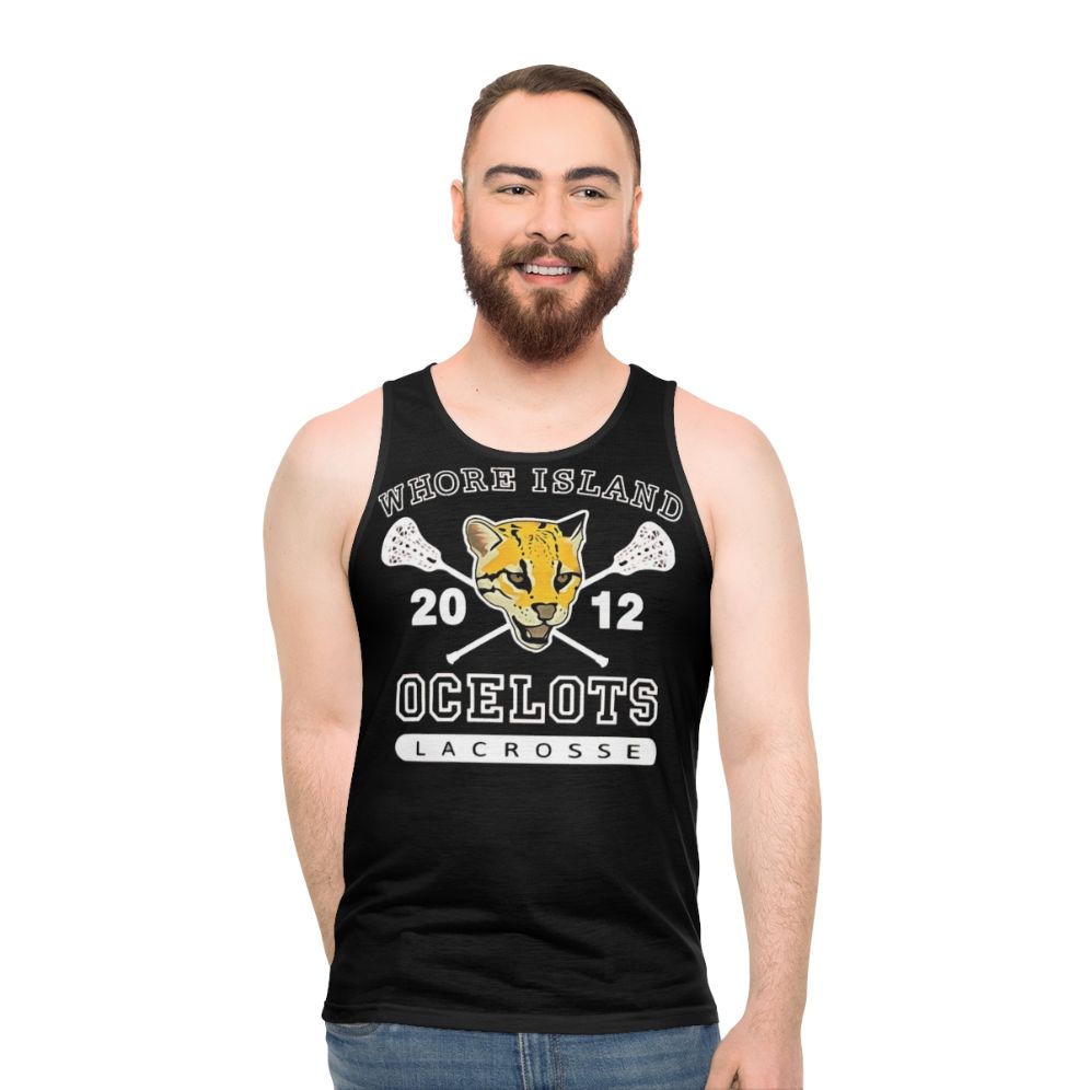 Unisex lacrosse tank top with ocelots design - men