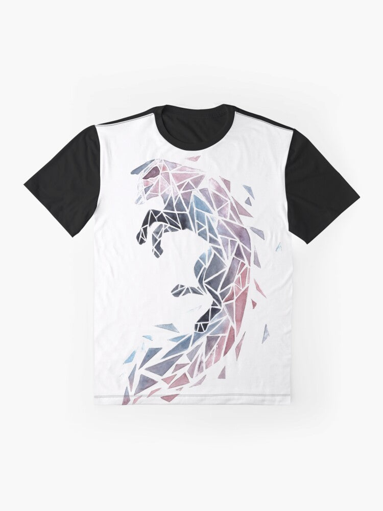 Geometric watercolor fox graphic design on a t-shirt - Flat lay