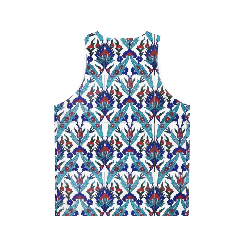 Turkish Iznik Floral Pattern Unisex Tank Top - Back