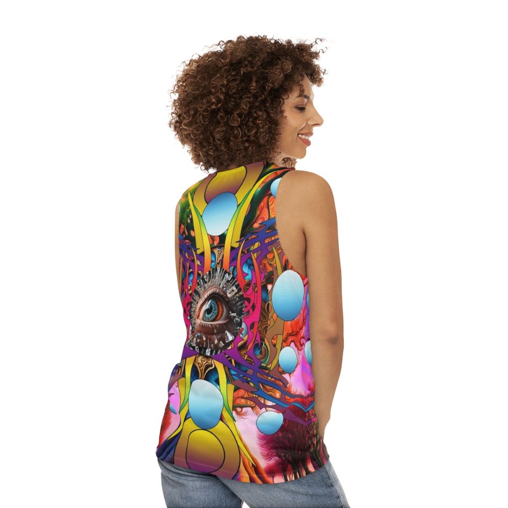 Cosmic Tree Unisex Tank Top with Abstract Nature-Inspired Design - women back