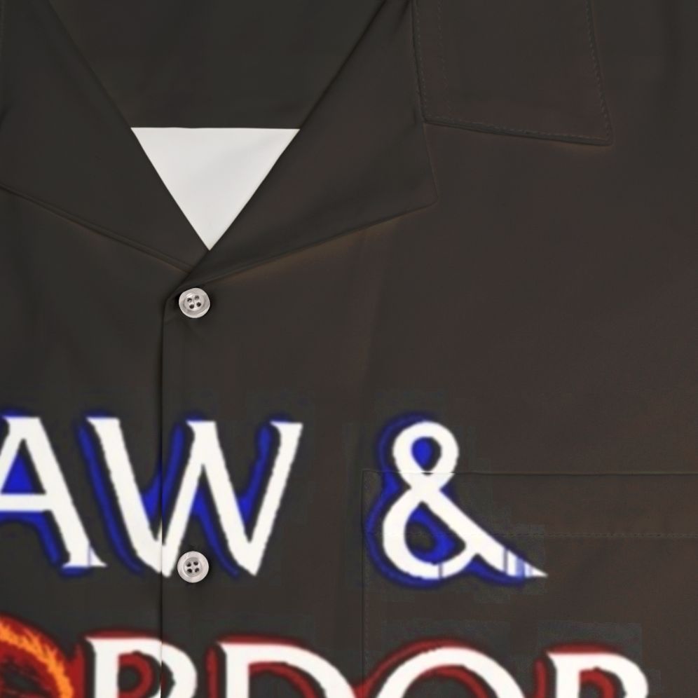 Law And Mordor Hawaiian Shirt with Lord of the Rings Tolkien Design - Detail