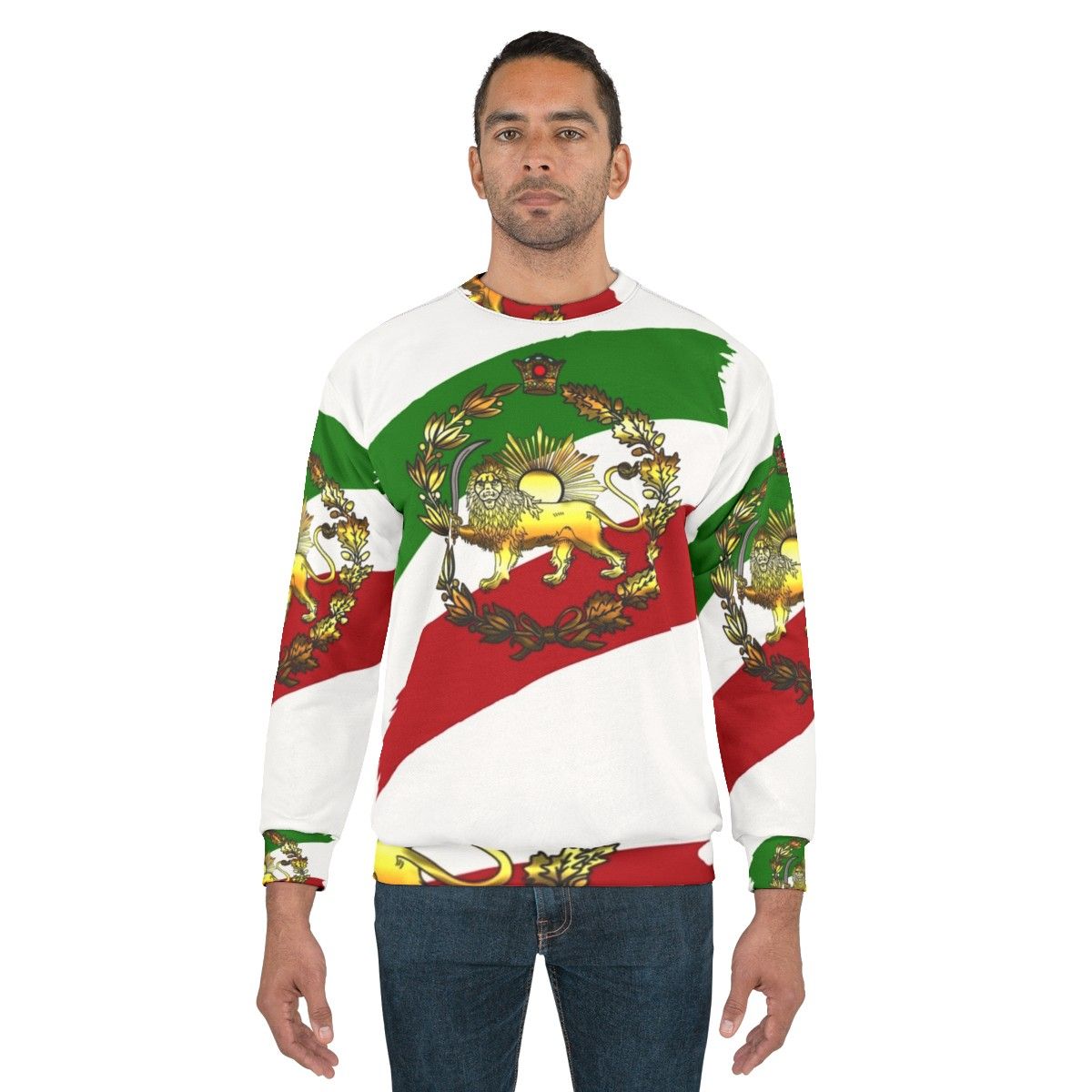 Iran Pahlavi Flag Sweatshirt with Lion and Crown - men