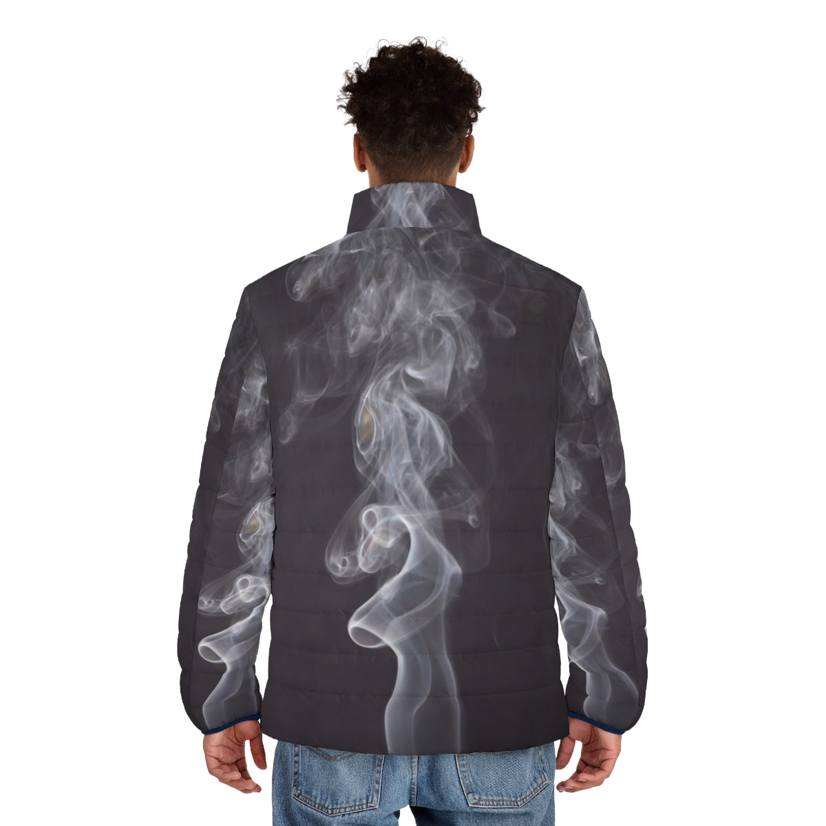 Smoke-patterned minimalist puffer jacket - men back