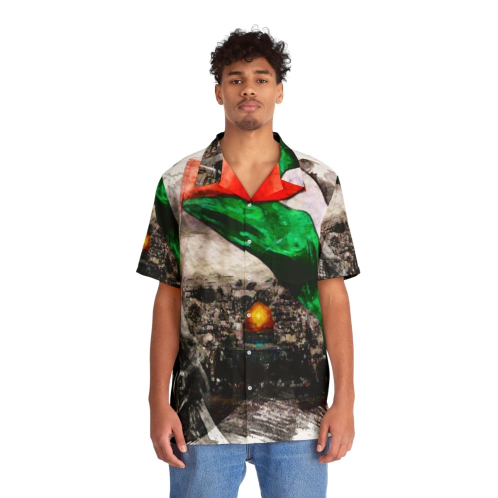 vibrant free palestine gaza hawaiian shirt - People Front