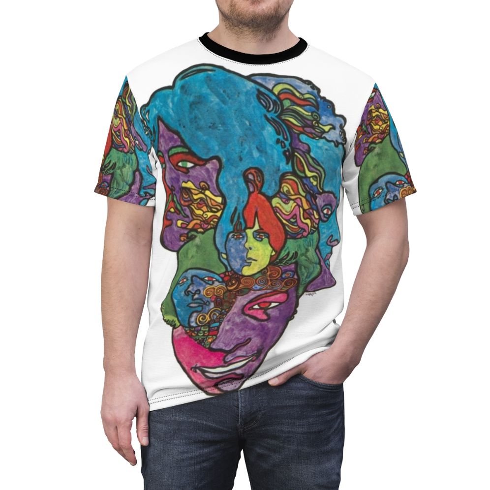 Retro-style t-shirt featuring the iconic album cover for 'Forever Changes' by the psychedelic rock band Love - men front