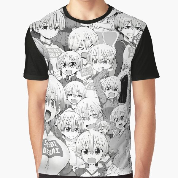 Uzaki-chan anime character collage graphic design t-shirt