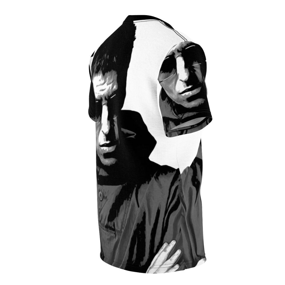 Liam Gallagher Inspired T-shirt featuring a colorful all-over print design - men right