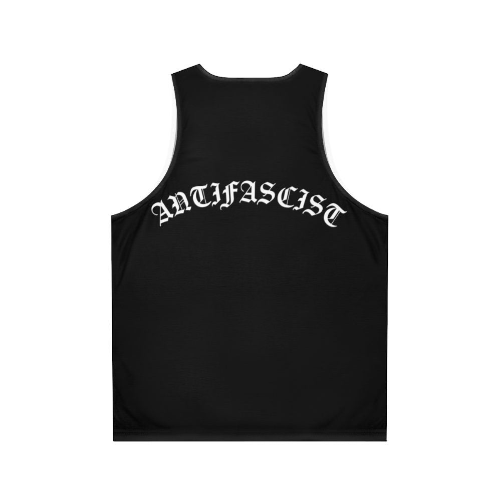 Antifascist Gothic Text Unisex Tank Top - Back