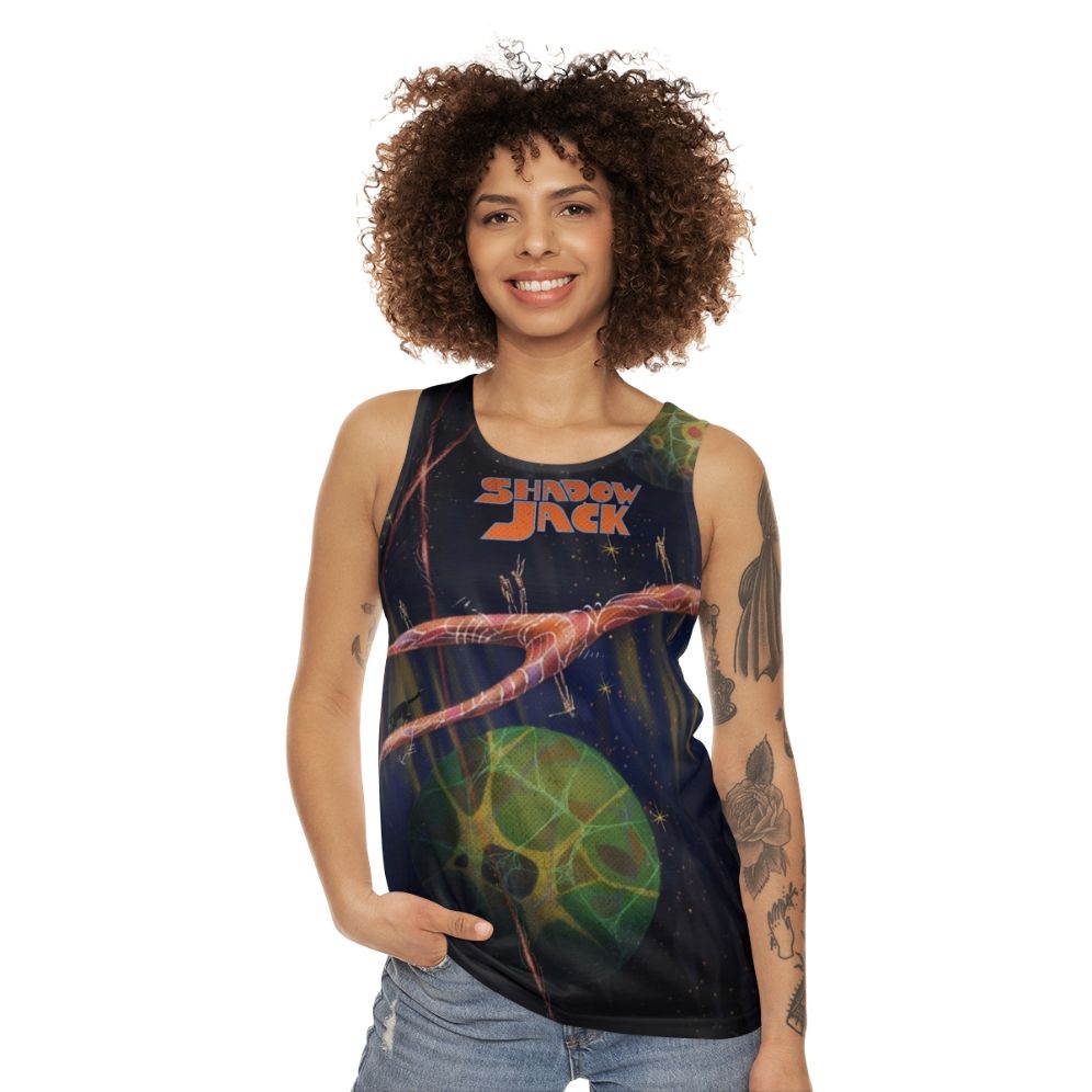 Shadowjack band merchandise unisex tank top with psychedelic space design - women