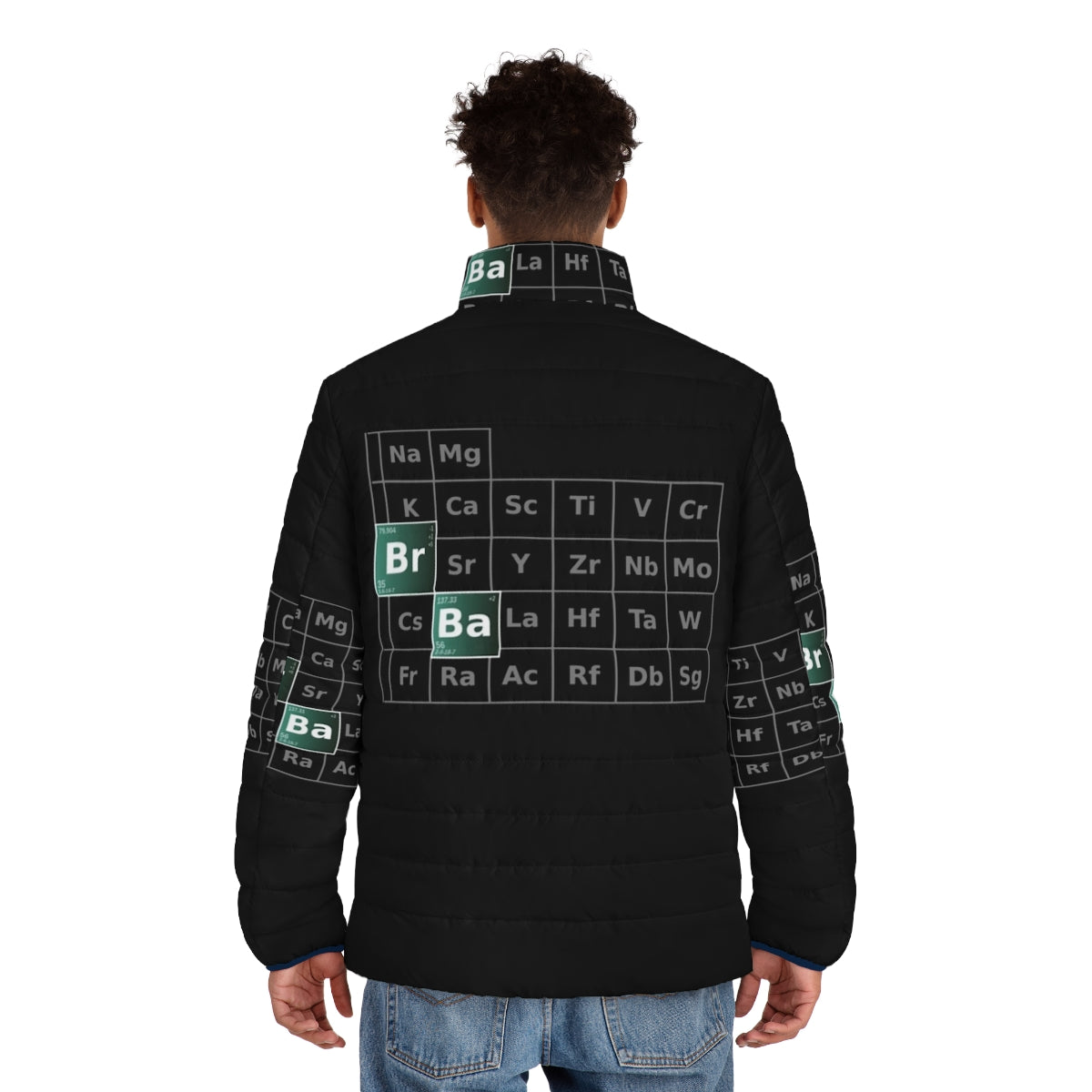 Breaking Bad Periodic Table Puffer Jacket featuring Heisenberg design - men back