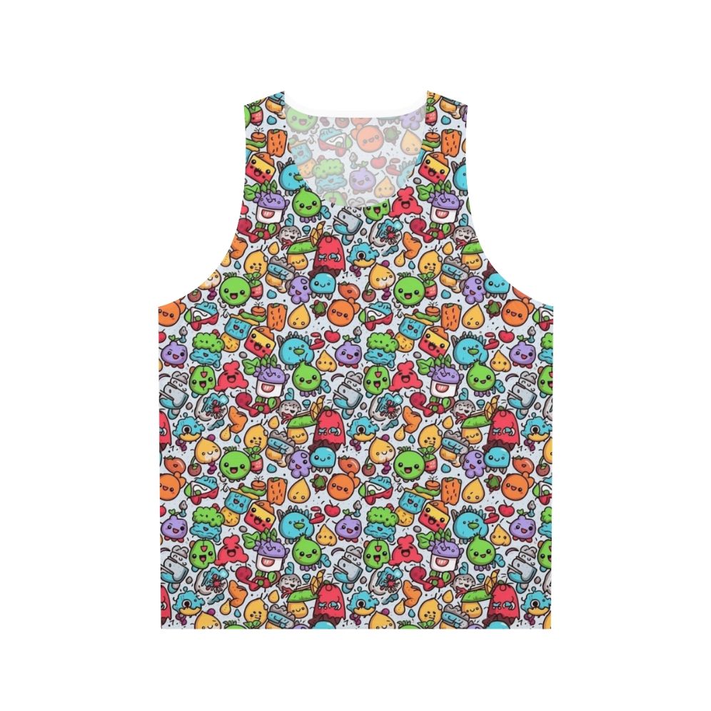 Hobbies Unisex Tank Top with Cartoon Characters and Abstract Pattern