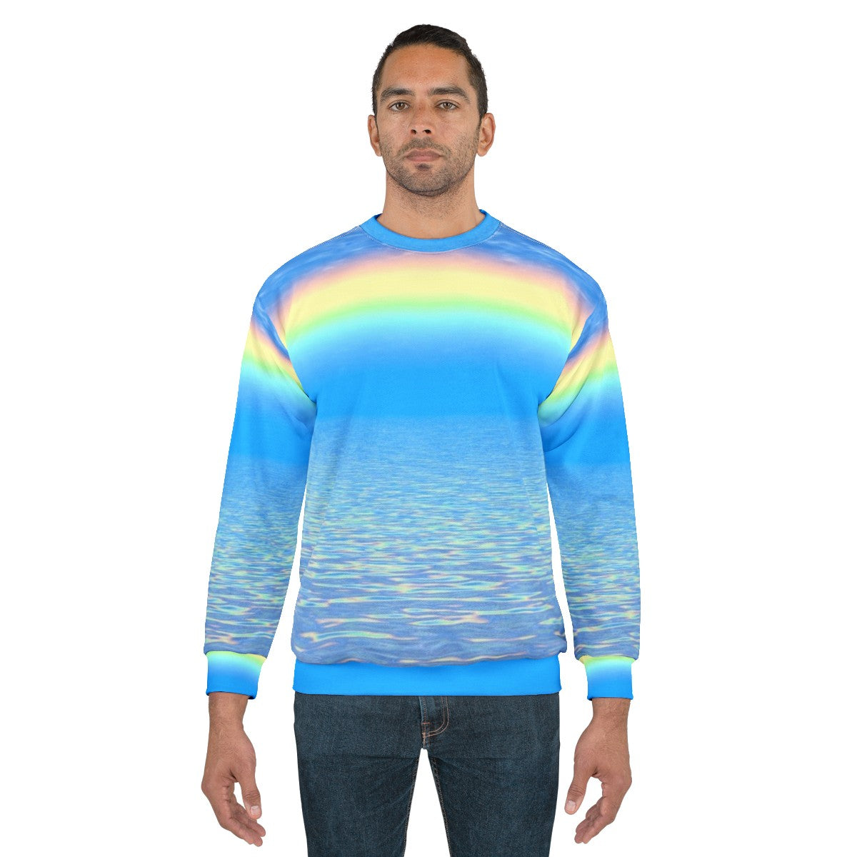 Colorful rainbow sweatshirt with abstract patterns - men