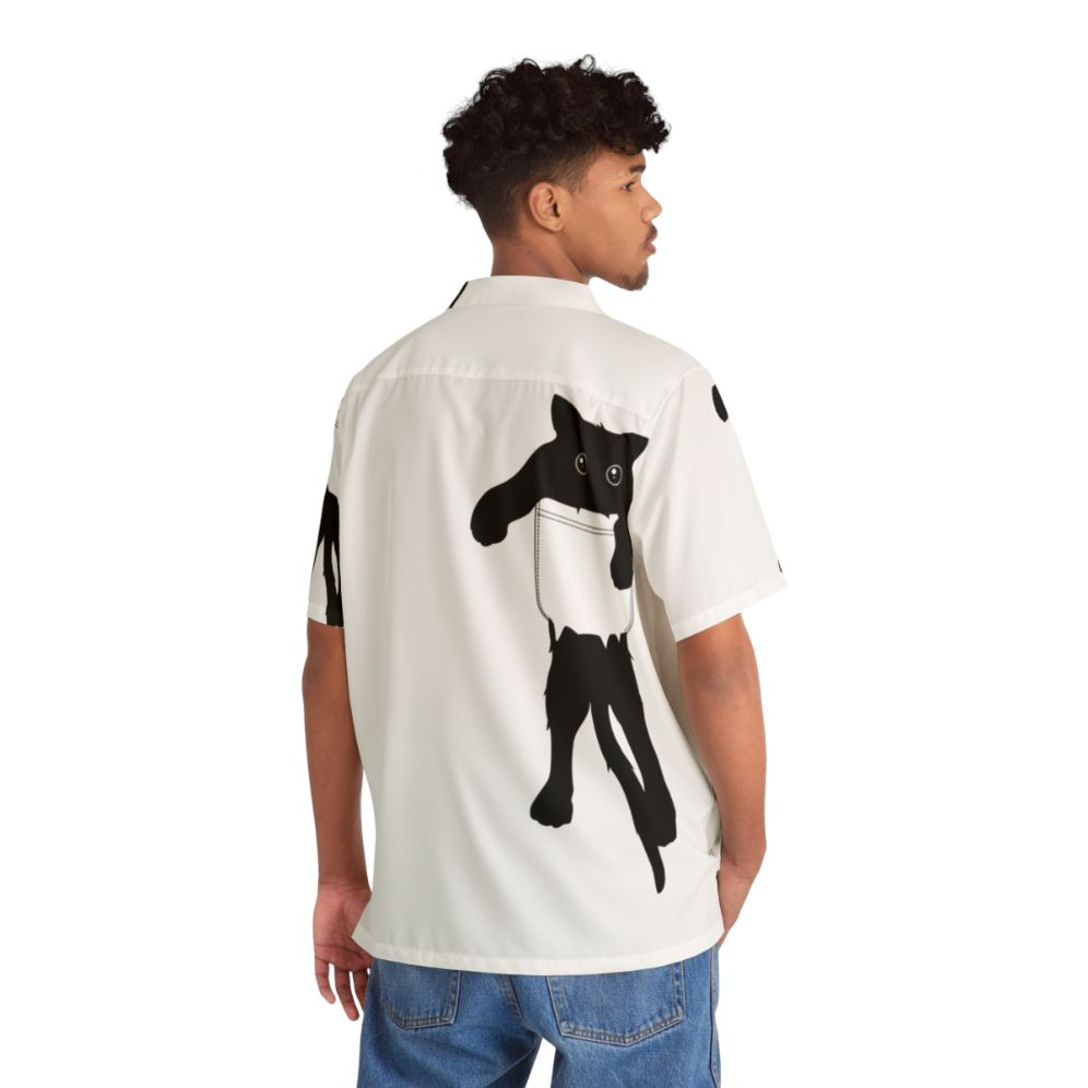 Black cat silhouette graphic on a Hawaiian style shirt - People Back