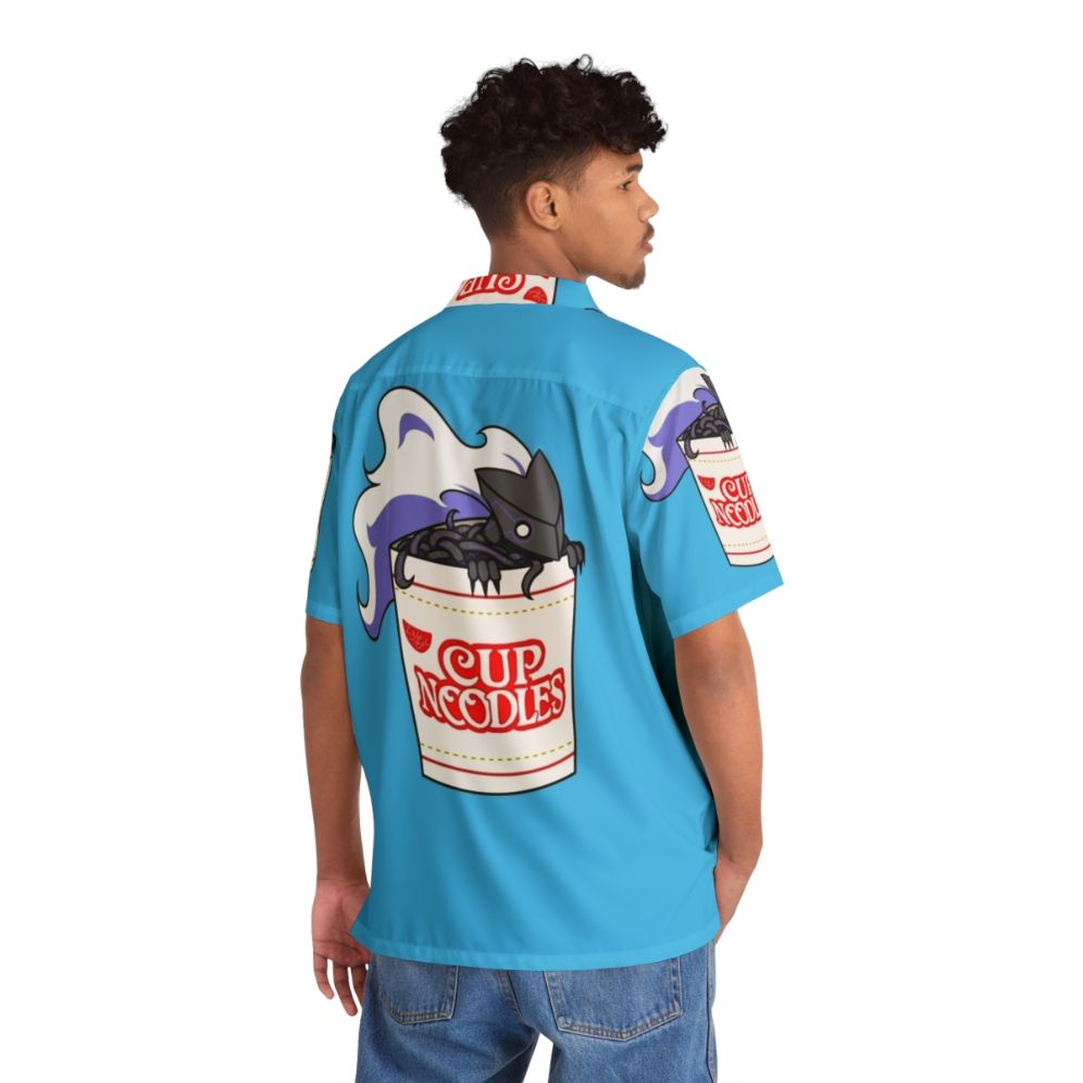 Cup Noodles themed Hawaiian shirt with fighting game and anime graphics - People Back