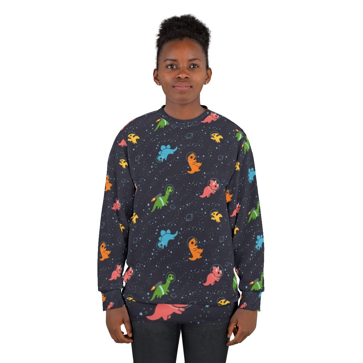 Galaxy Space Dinosaur Sweatshirt - women