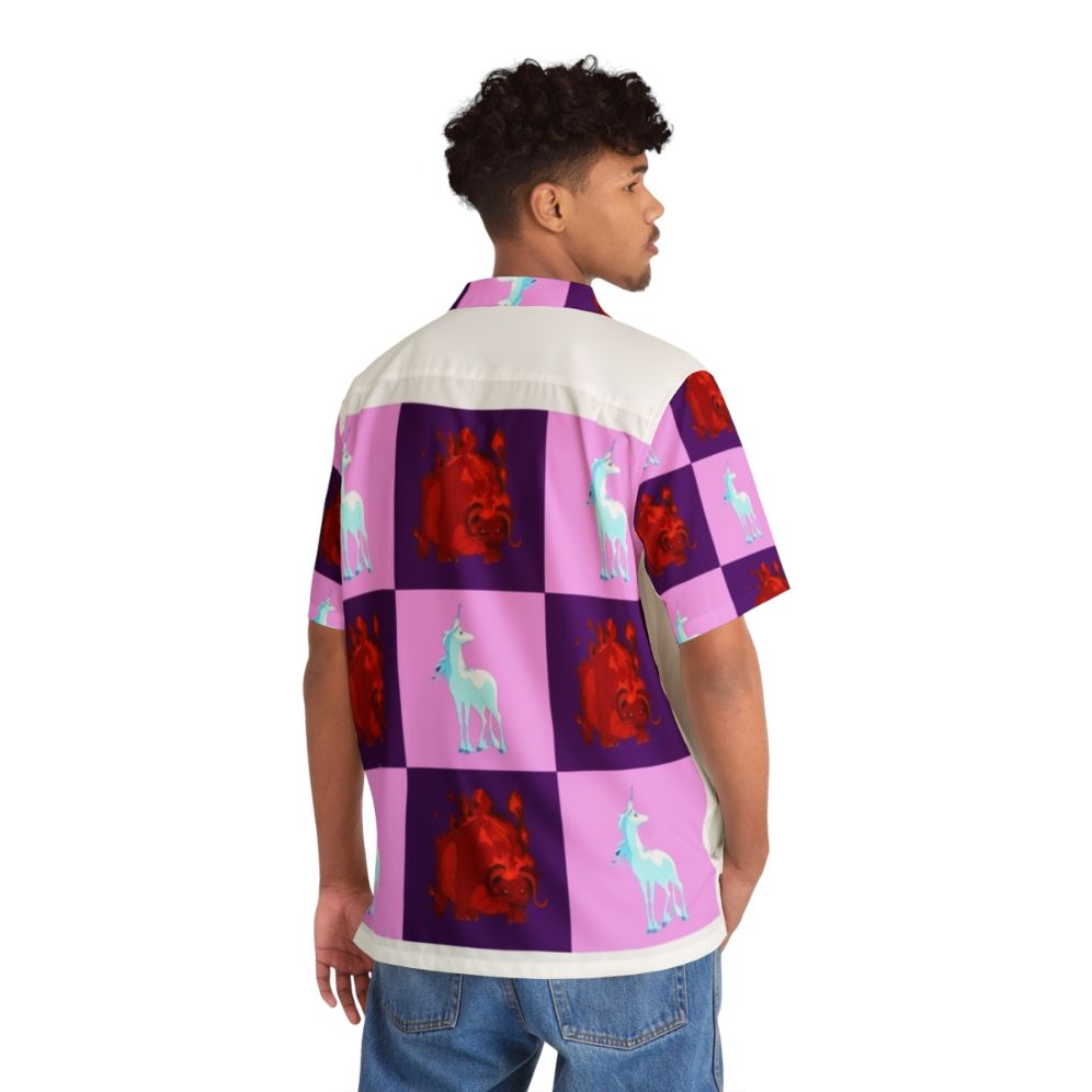 Colorblock Hawaiian shirt with unicorn and fantasy motifs - People Back