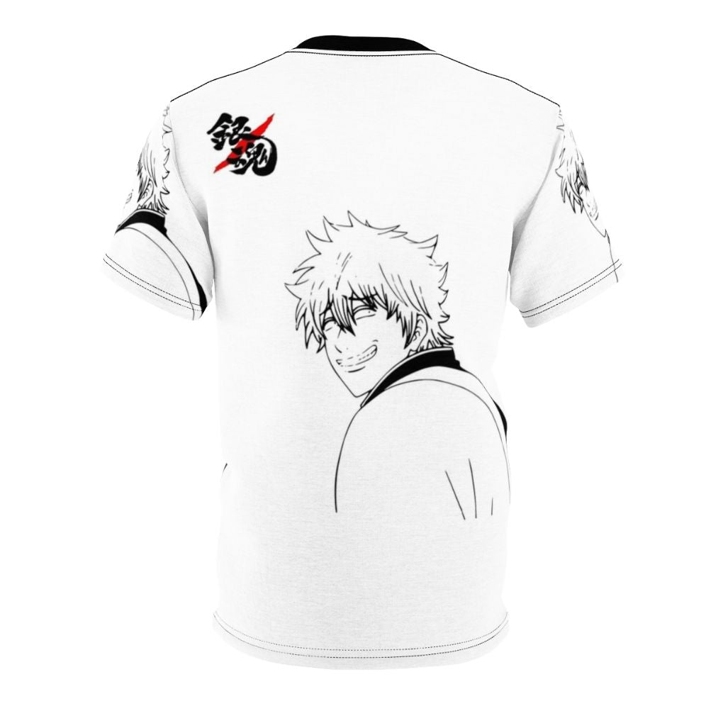 Anime t-shirt featuring the beloved character Gintoki from the popular series Gintama, showcasing his famous smile. - Back