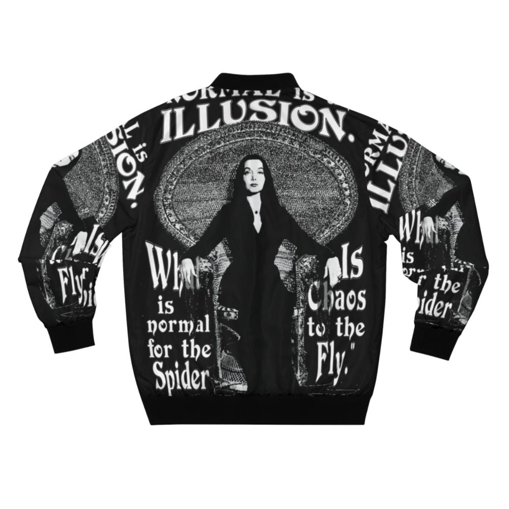 Morticia Addams Inspired Bomber Jacket with Quotes - Back