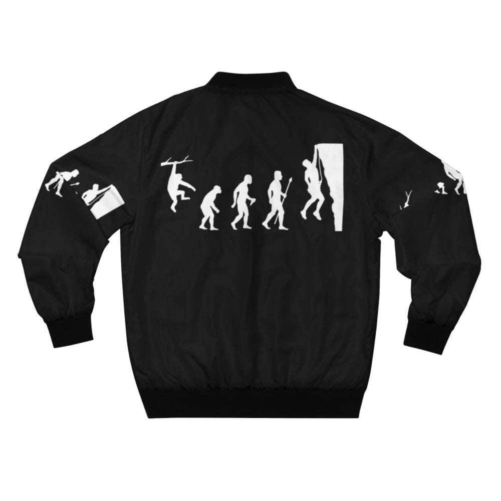 Funny rock climbing evolution bomber jacket with graphic design - Back