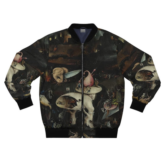 Bomber jacket featuring the iconic Hieronymus Bosch painting 'The Garden of Earthly Delights'