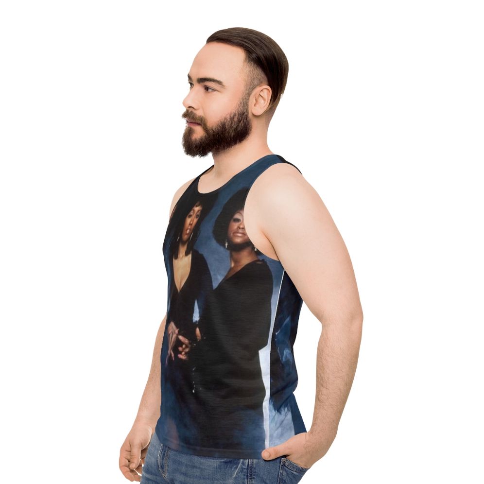 Unisex tank top featuring classic soul music design - men side