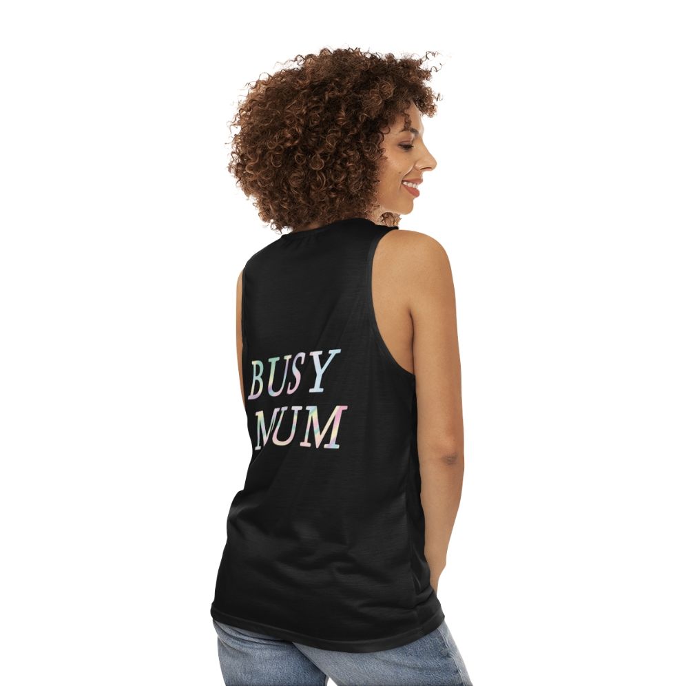 Colorful unisex busy mom tank top - women back