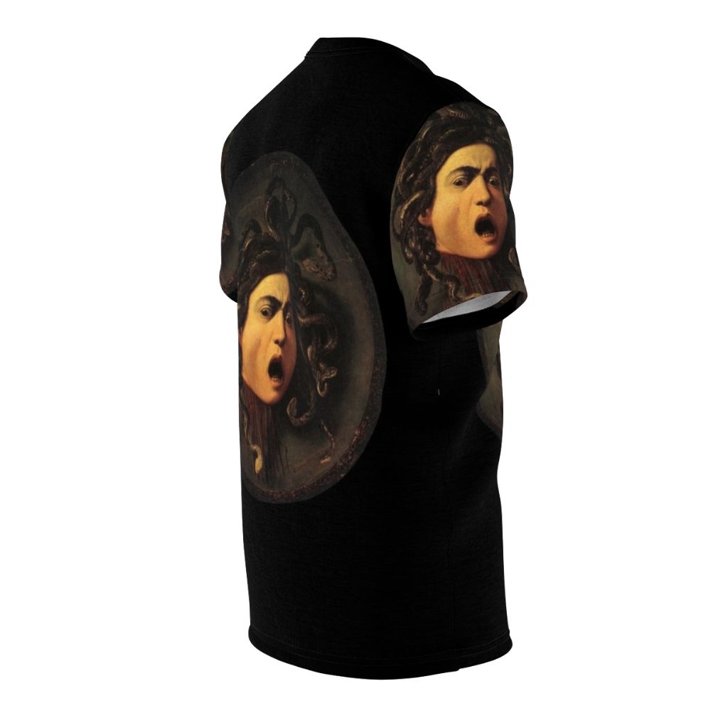 Medusa inspired t-shirt featuring the iconic Caravaggio painting of the Gorgon's head - men right